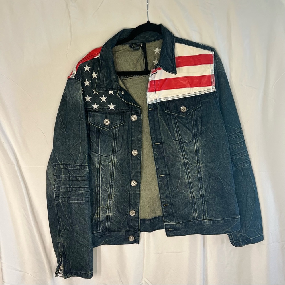 Vintage Dsquared 2 Denim Jean Jacket Women’s Size XL American Flag USA